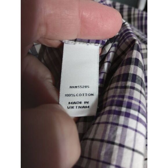 Express Shirt Men's Extra Large Purple Black Button Front Long Sleeve Modern Fit - Picture 7 of 8